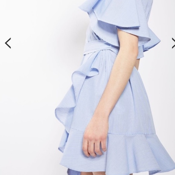 Topshop Poplin Stripe Wrap Dress sz 4 - Picture 2 of 6